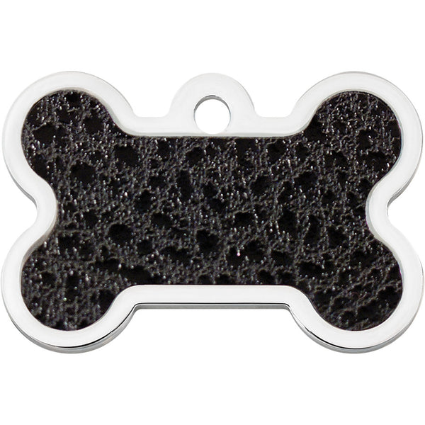 Black Faux Leather Dog Tag