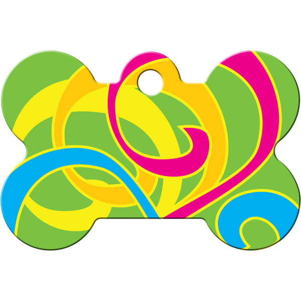 Neon Swirl Dog Tag