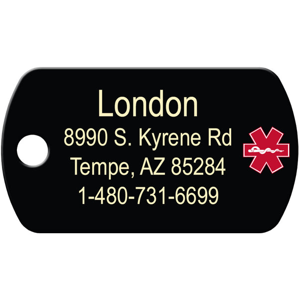 Medical ID Pet Tag, Small Military Shape