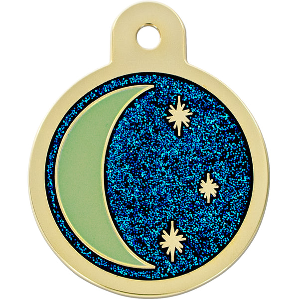 Large Circle Glow in the Dark, Glitter Pet Tag