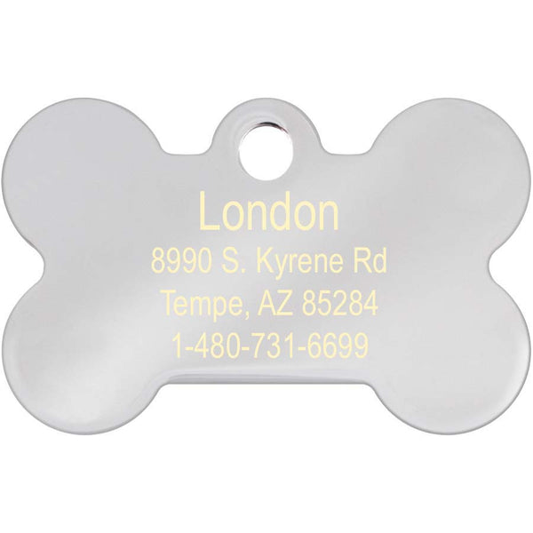 Small Bone Red & Pink Checkered Pet Tag