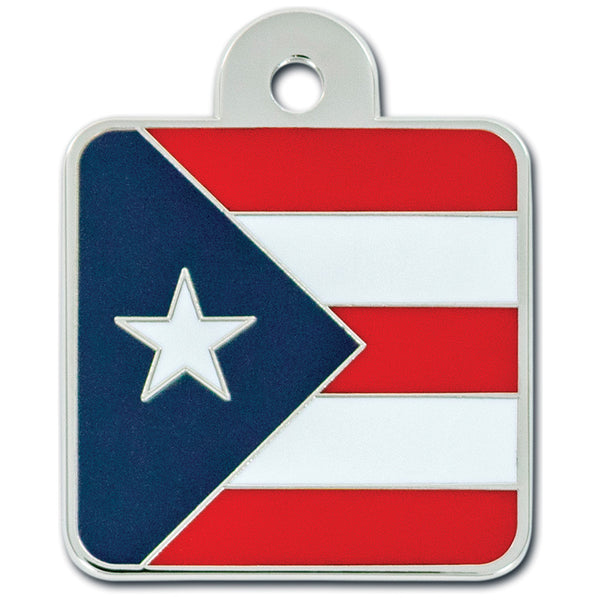 Large Square Puerto Rico Flag Pet Tag