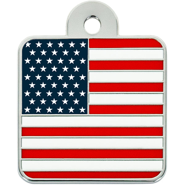Large Square USA Flag Pet Tag