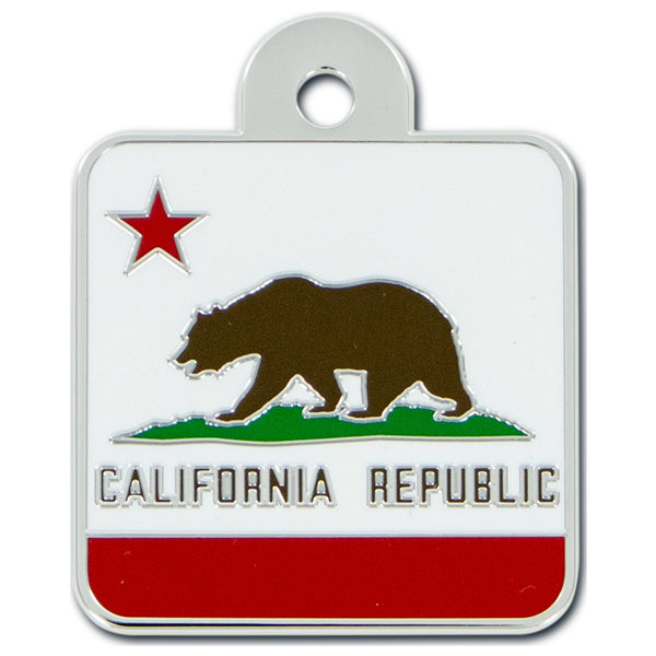 Large Square California Flag Pet Tag