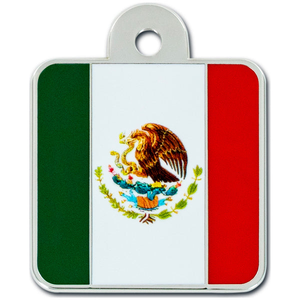 Large Square Mexico Flag Pet Tag
