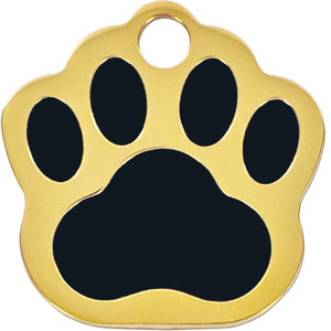 Small Paw Gold & Black Pet ID Tag