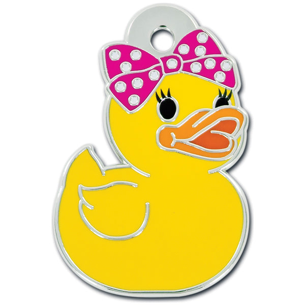 Rubber Duck Pet Tag, Pink Bow
