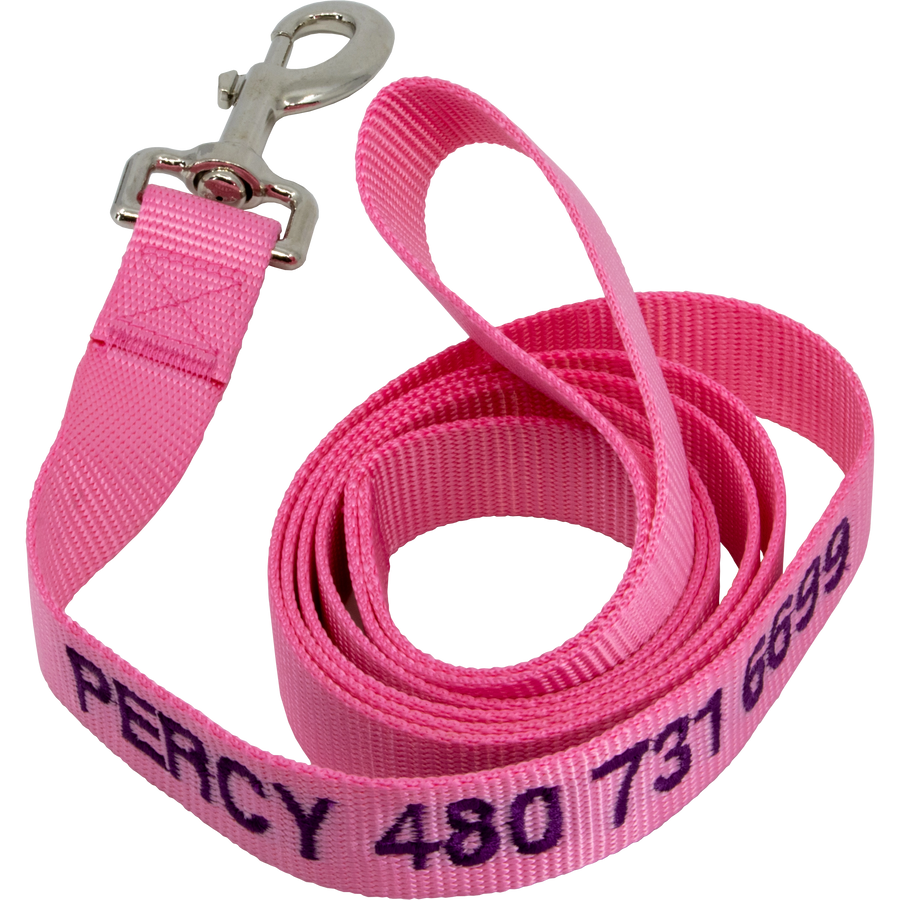 Personalized Nylon Pet Leash Pink