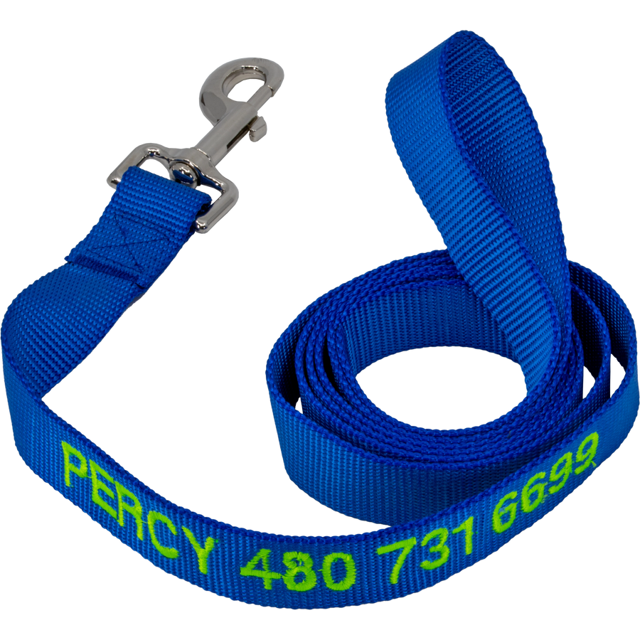 Personalized Nylon Pet Leash Royal Blue