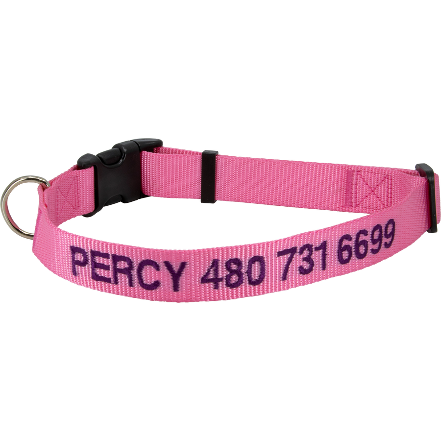 Personalized Nylon Pet Collar Pink