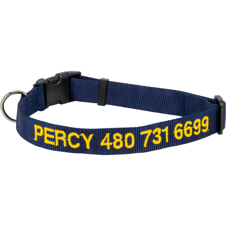 Personalized Nylon Pet Collar Navy Blue