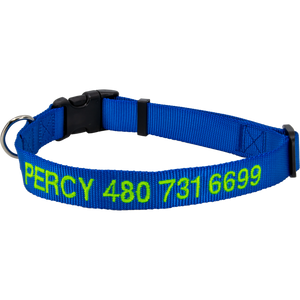 Personalized Nylon Pet Collar Royal Blue