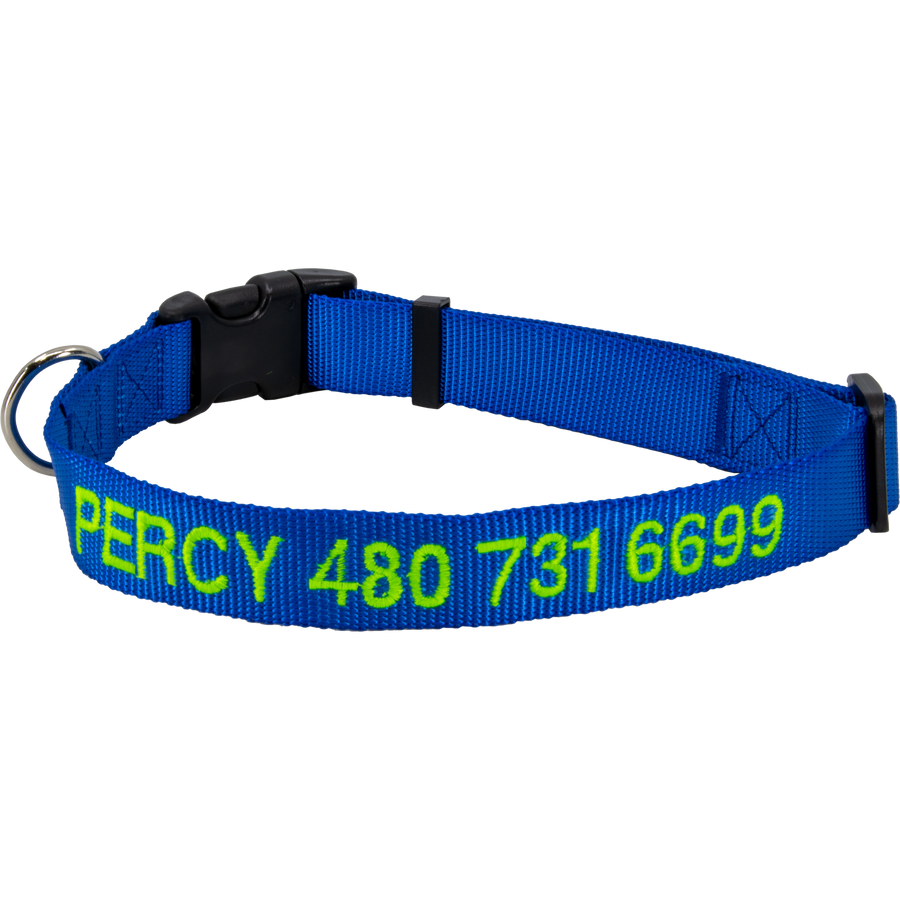 Personalized Nylon Pet Collar Royal Blue