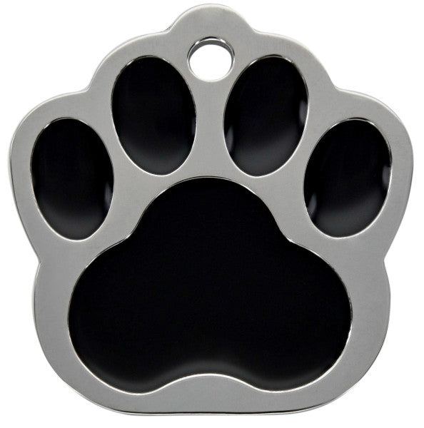 Large Paw Shape Dog Tag with Chrome Detail