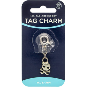 Skull and Crossbones Silver Tag Charm