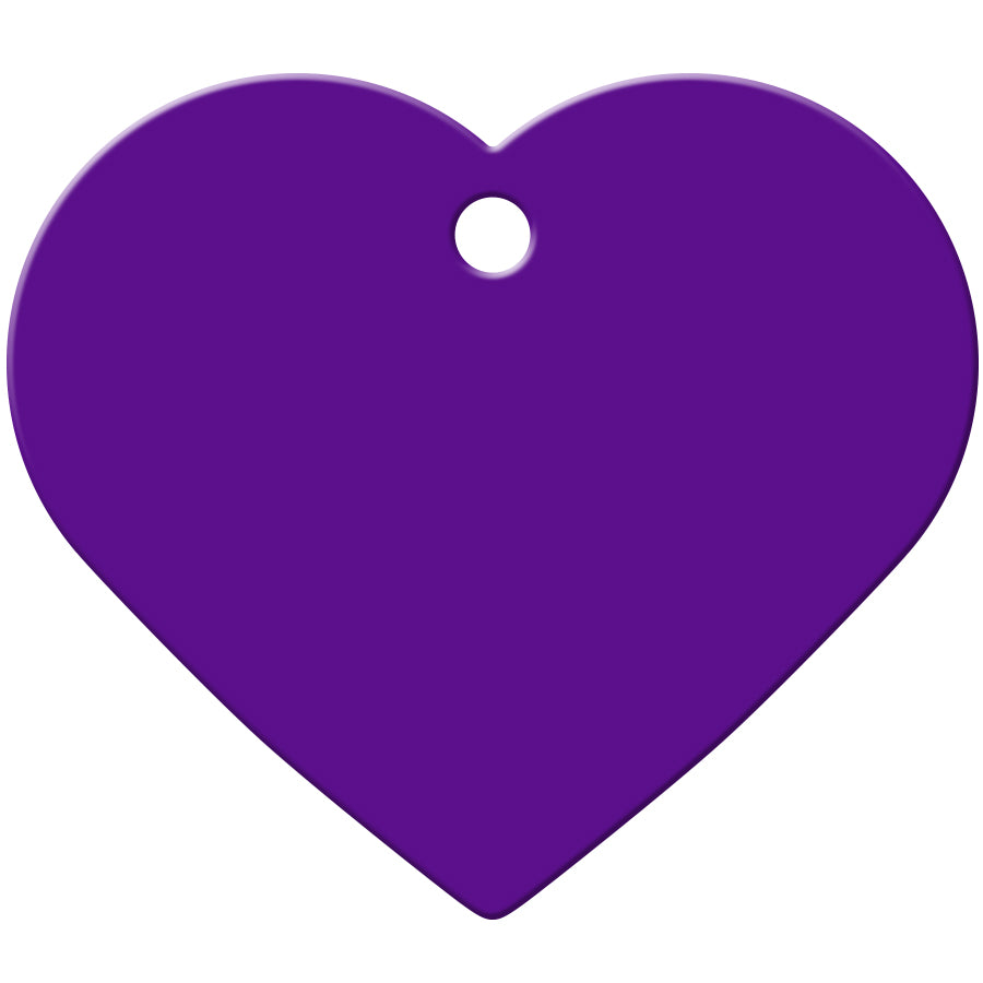 Purple Anodized Aluminum Large Heart Pet ID Tag
