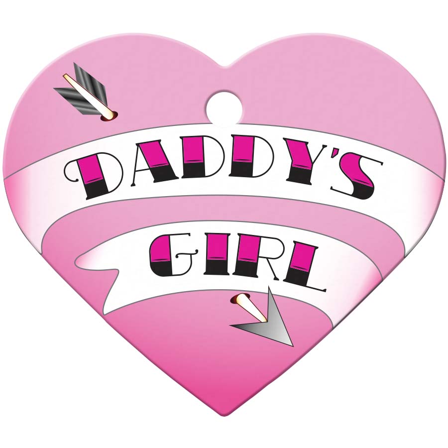 "Daddy's Girl" Tattoo Heart Pet ID Tag, Large