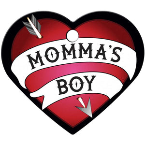 "Mamma's Boy" Tattoo Heart Pet ID Tag, Large