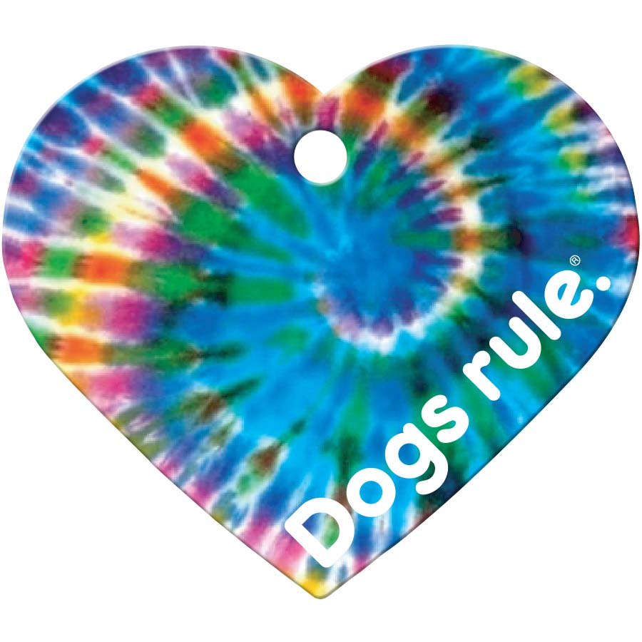Dogs rule Pet ID Tag, Large Blue Heart