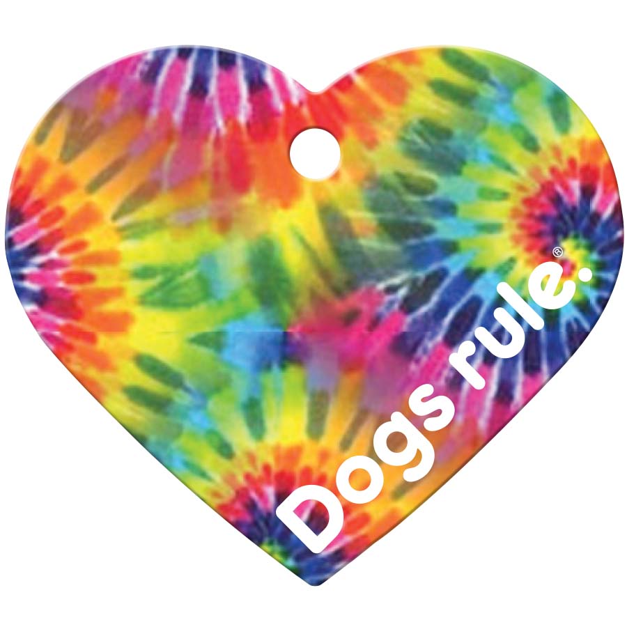 Dogs rule Pet ID Tag, Large Magenta Heart