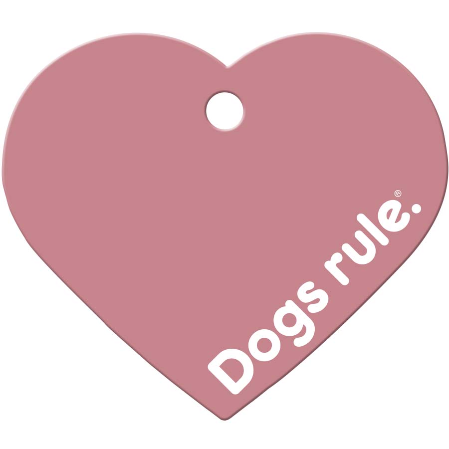 Dogs rule Pet ID Tag, Large Mauve Heart