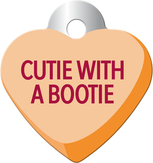 Sweetheart "Cutie with a Booty" Pet ID Tag, Small Heart