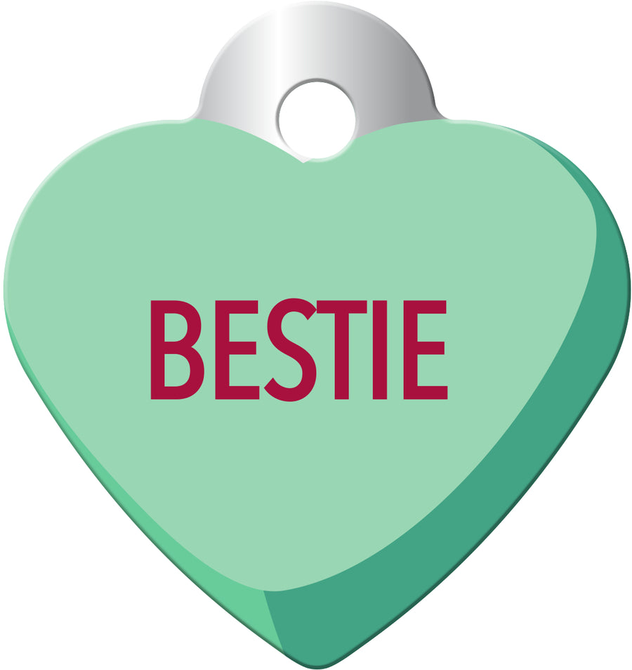 Sweetheart "Bestie" Pet ID Tag, Small Heart