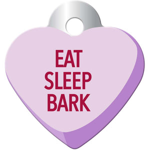 Sweetheart "Eat, Sleep, Bark" Pet ID Tag, Small Heart