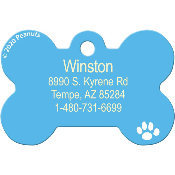 Medium Bone Peanuts Pet ID Tag Woodstock Bowl