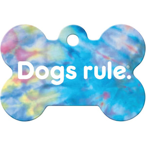 Dogs Rule Dog Tag, Medium Blue Bone