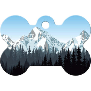 Mountain Landscape Pet ID Tag, Medium Bone