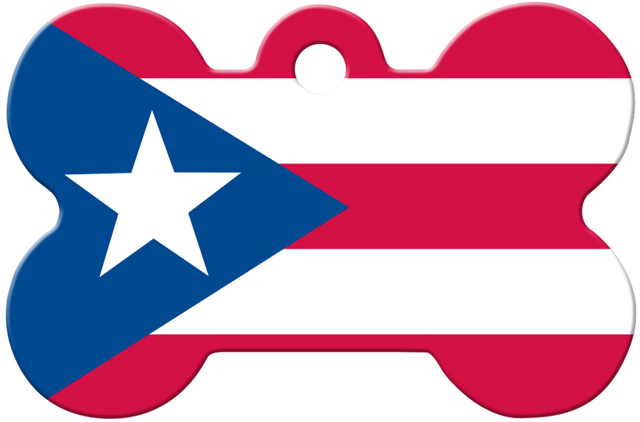 Puerto Rico Flag Dog Tag, Medium Bone