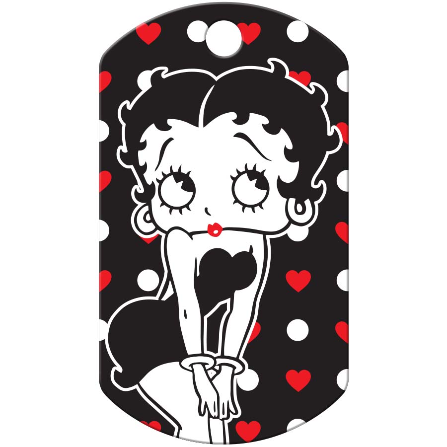 Betty Boop Black Polka Dot Pet ID Tag, Large Military Betty Boop Black Polka Dot Pet ID Tag, Large Military
