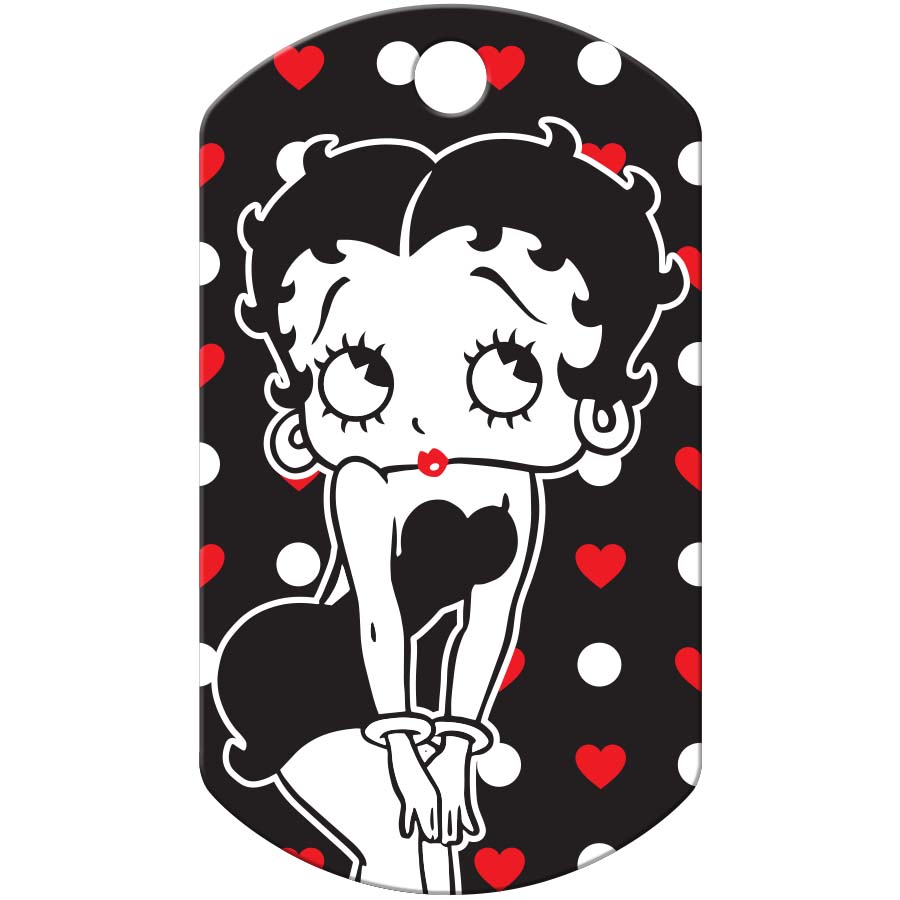 Betty Boop Black Polka Dot Pet ID Tag, Large Military