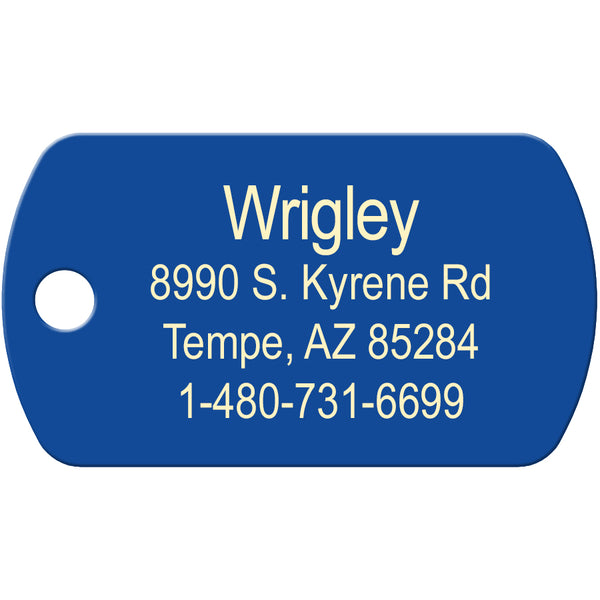 Blue Anodized Aluminum Small Military Pet ID Tag