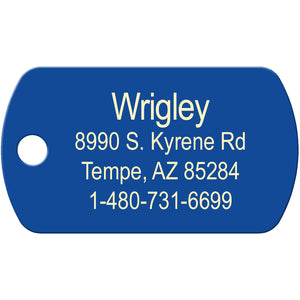 Blue Anodized Aluminum Small Military Pet ID Tag