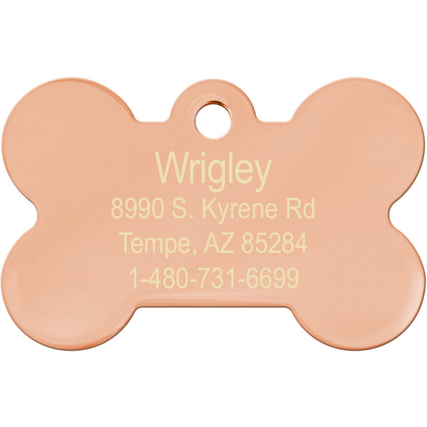 Rose Gold Glitter Epoxy Medium Bone Pet ID Tag