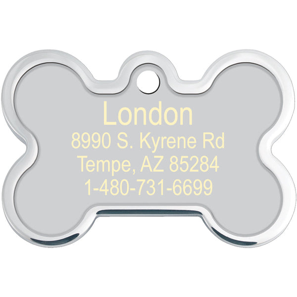 Garden Floral Medium Bone Raised Edge Pet ID Tag
