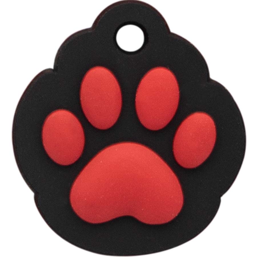  Dapper Dog - Dog Tag Silencer with Tag Ring (Pink with Large  White Paw Print) (Pink) : Pet Supplies
