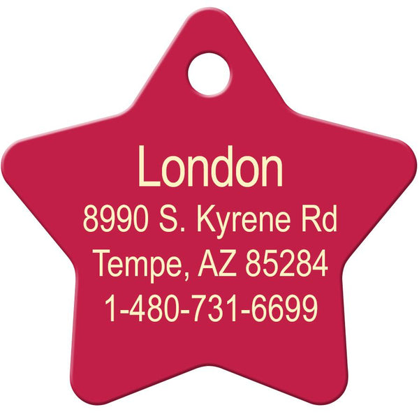 Anodized Aluminum Large Star Pet ID Tag