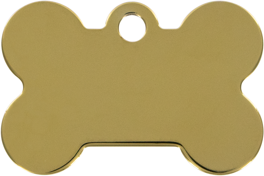 Large Bone Shape Dog Tag with Plated Brass