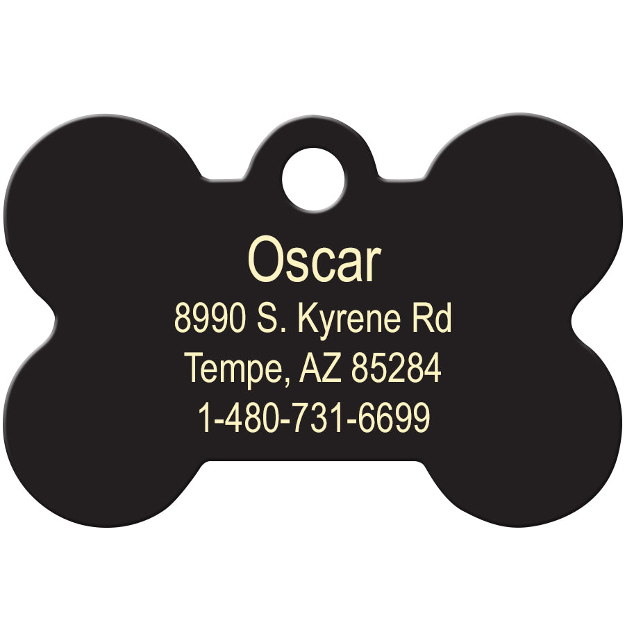 OZZY DOG OF BARKNESS GOTHIC STYLE TEXT BONE DOG TAG & YOUR DETAILS ON OZZY DOG OF BARKNESS GOTHIC STYLE TEXT BONE DOG TAG & YOUR DETAILS ON