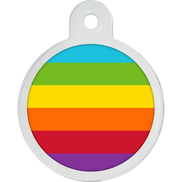 Rainbow Stripe Large Circle Raised Edge Pet ID Tag