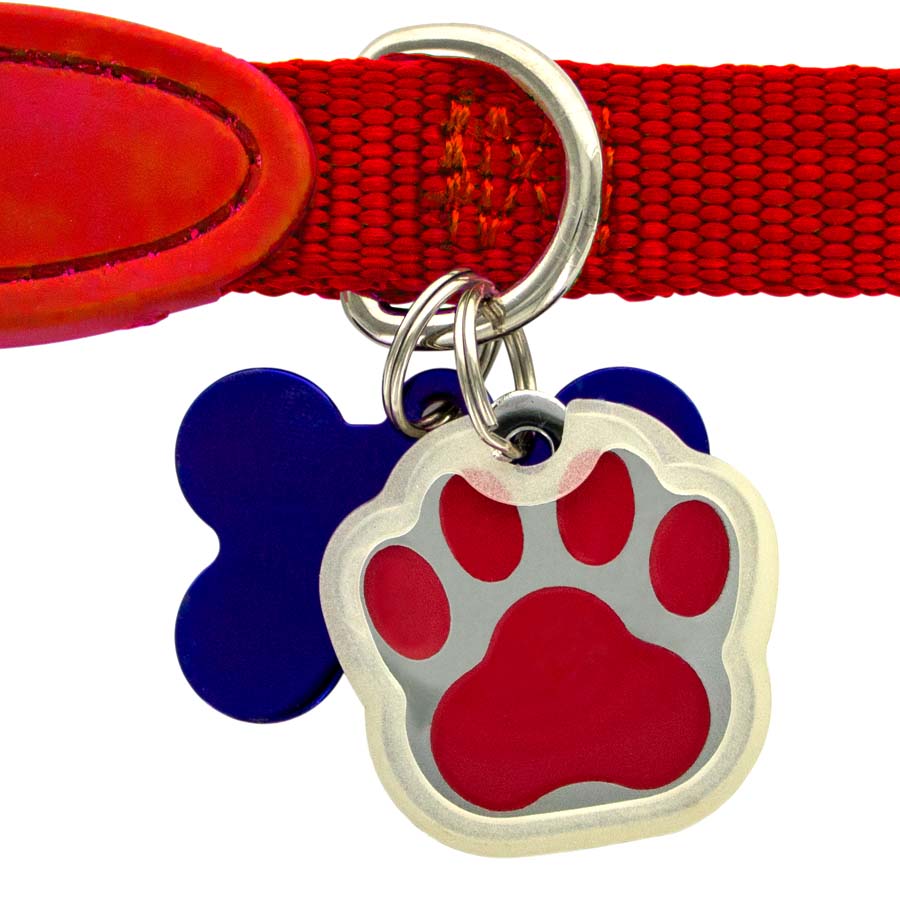  Dapper Dog - Dog Tag Silencer with Tag Ring (Pink with Large  White Paw Print) (Pink) : Pet Supplies