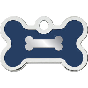 Small Bone Shape Dog Tag with Chrome Detail