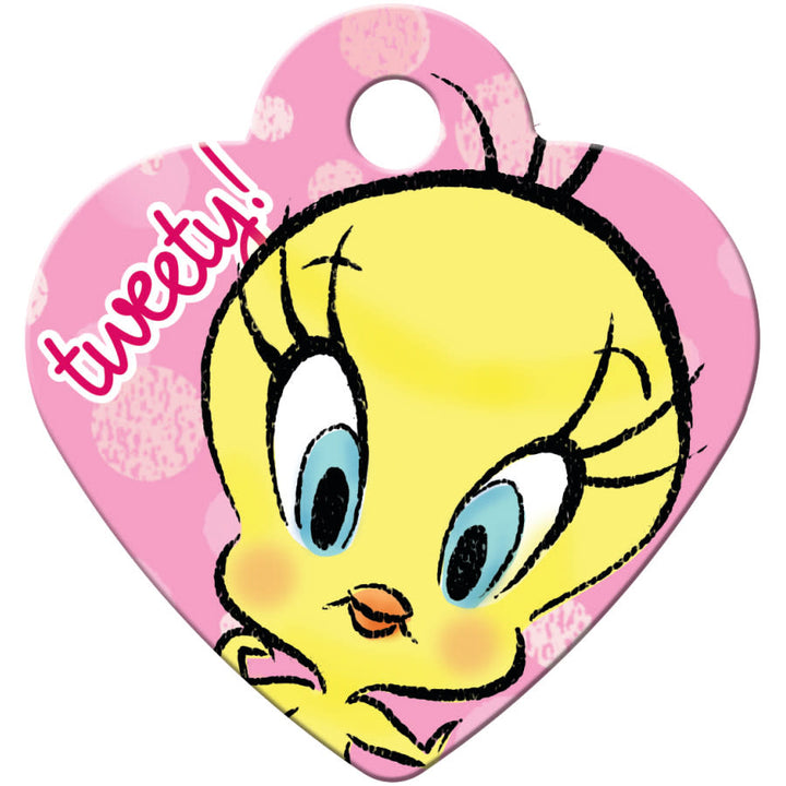 Tweety Bird Pet ID Tag, Small Heart