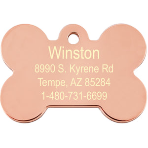 Rose Gold Dog Tag with Crown and Pink Crystals