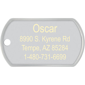 Raised Edge Silver Bone Dog Tag