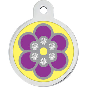Large Dog Tag with Flower 