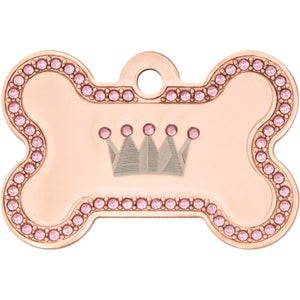 Rose Gold Dog Tag with Pink Crystals
